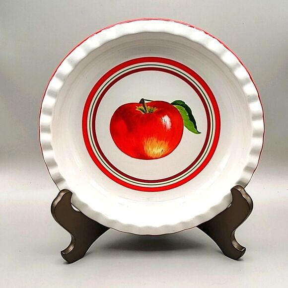 Bella Bug Ceramic Apple Pie Decorated Pie Plate - Picture 1 of 7